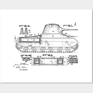 Military Tank Vintage Patent Hand Drawing Posters and Art